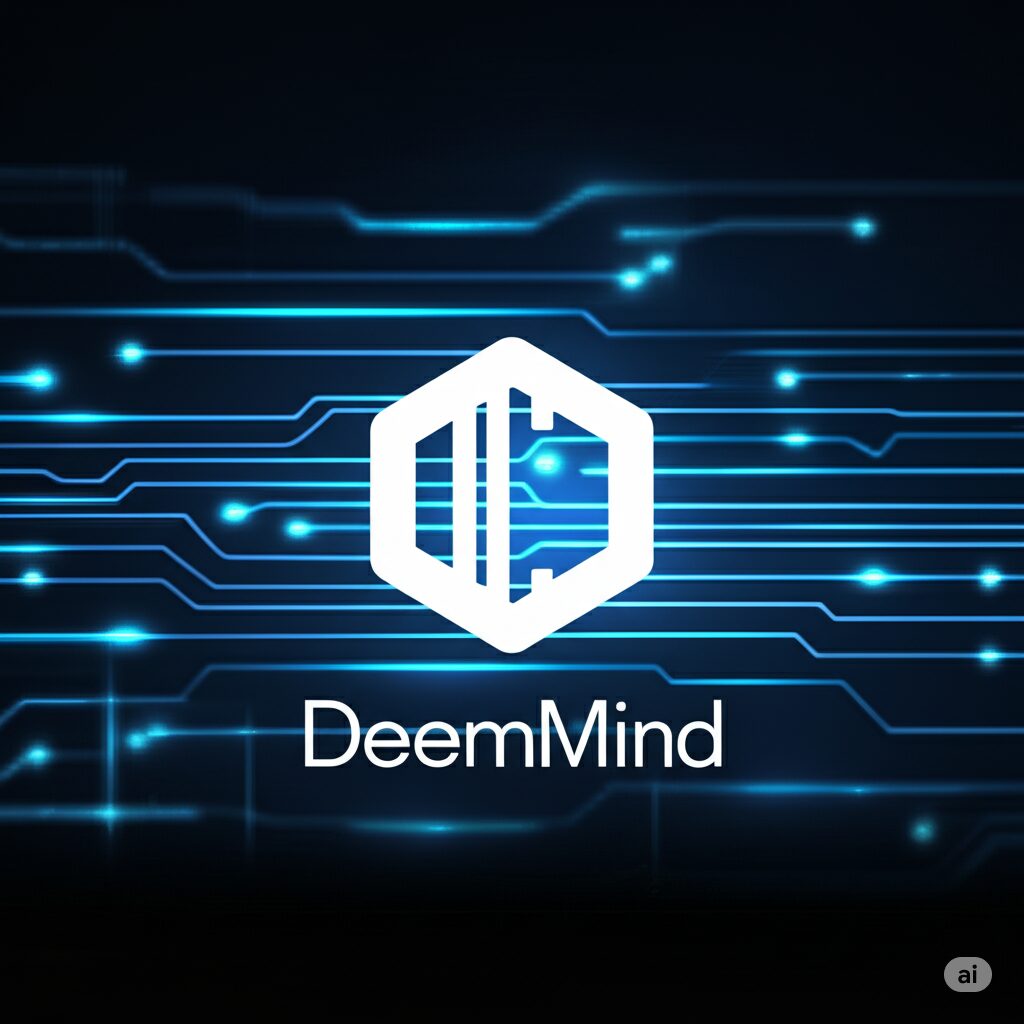 Google DeepMindのロゴとAIコンセプトのイメージ