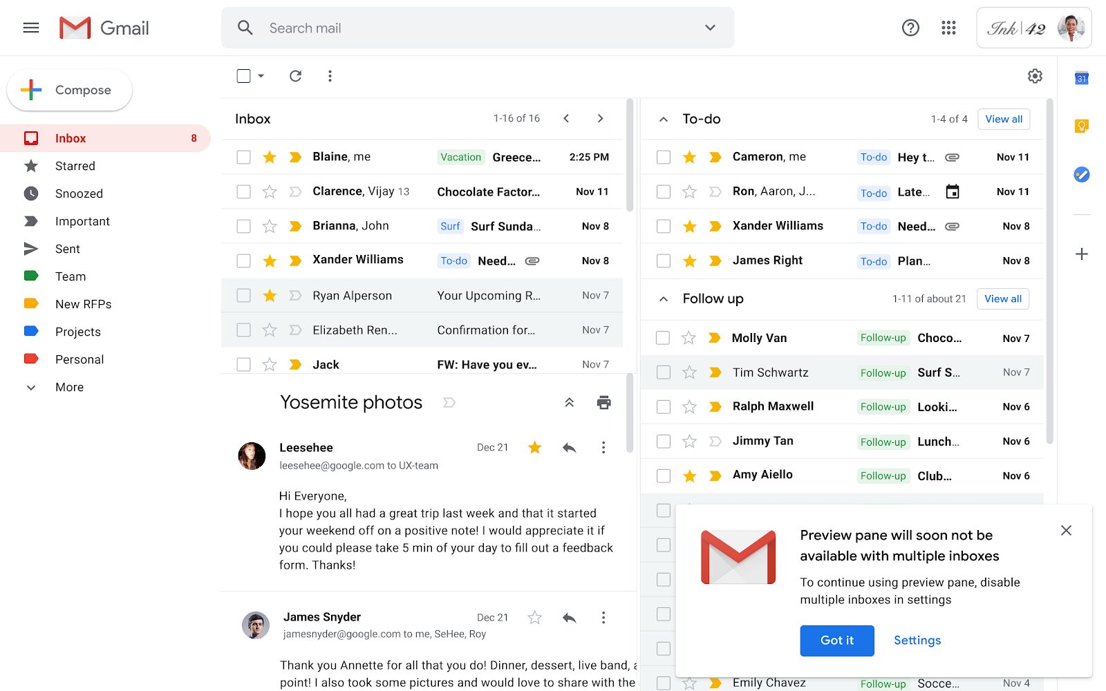 Gmail受信トレイのスクリーンショット