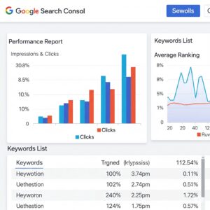 Google Search Consoleパフォーマンスレポートのグラフとキーワードデータ